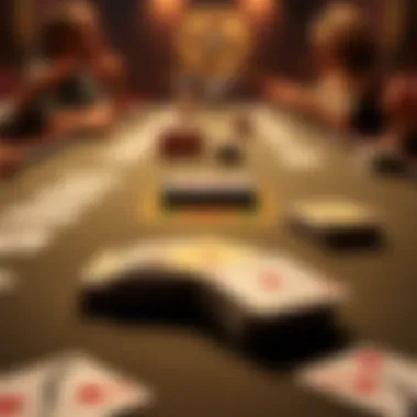 Strategic bidding patterns displayed on a card table.