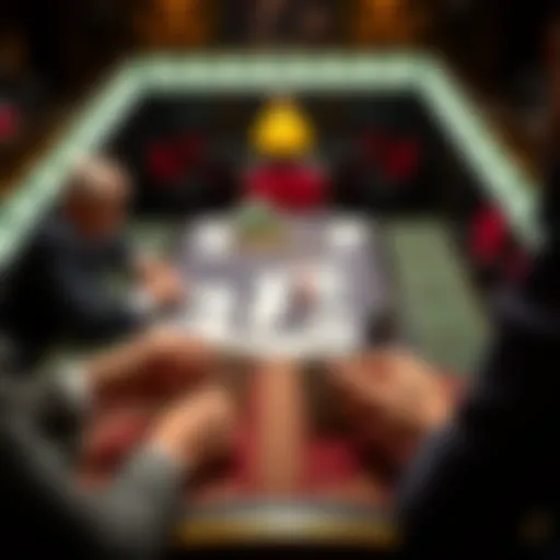 An overview of a contract bridge game in progress.