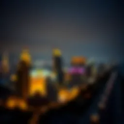 Panoramic view of Atlantic City skyline with casinos illuminated at night