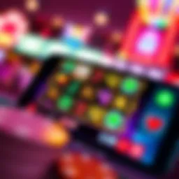 A vibrant display of a colorful slot game interface on a mobile screen.
