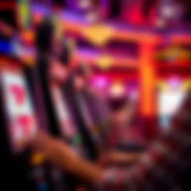 A player engaging with a slot machine, representing gameplay mechanics