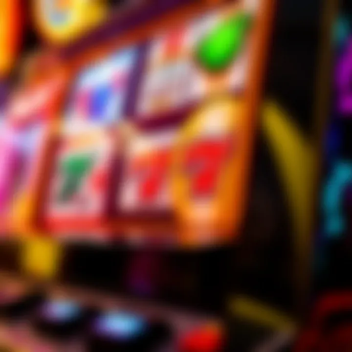 Close-up of a vibrant slot machine displaying unique features
