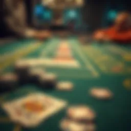 A close-up of a blackjack table showcasing cards and chips
