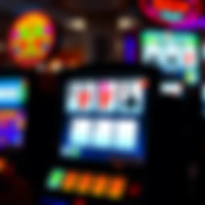 Close-up of a video poker screen displaying various card combinations