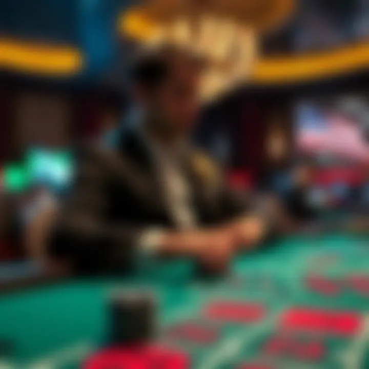 Player strategizing while observing a craps table