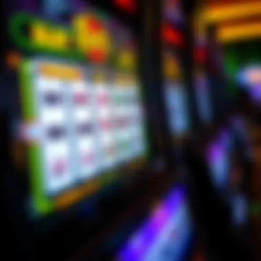 Close-up of a slot machine displaying potential payouts