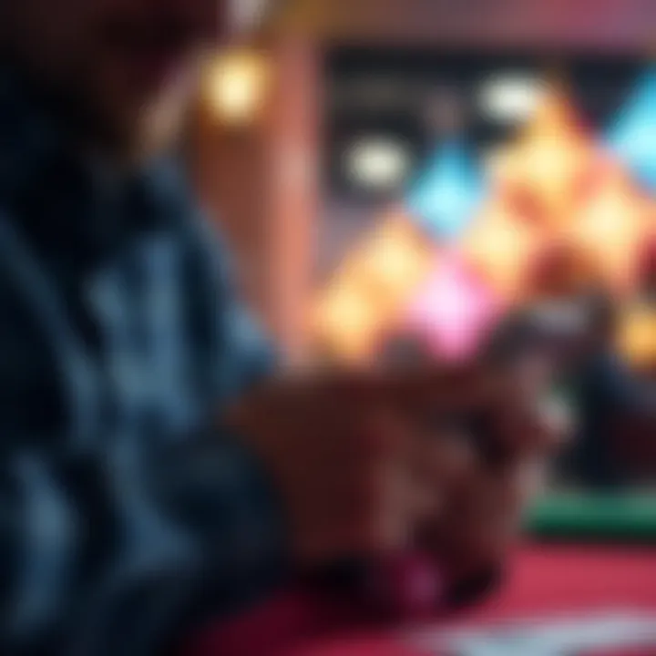 Engaging with Lottery Apps User interacting with a mobile lottery application