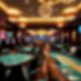 Elegant casino interior showcasing gaming tables and vibrant atmosphere