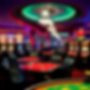 Vibrant casino floor with gaming tables and slot machines near Disney