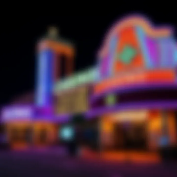 A picturesque casino exterior showcasing vibrant lights and architecture