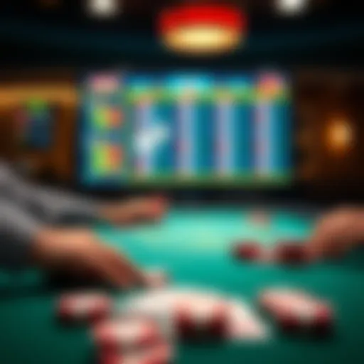 Digital Poker Experience A digital poker table with chips and cards