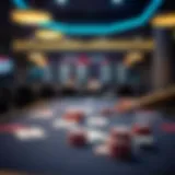 Virtual poker table with cards and chips