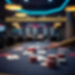 Virtual poker table with cards and chips