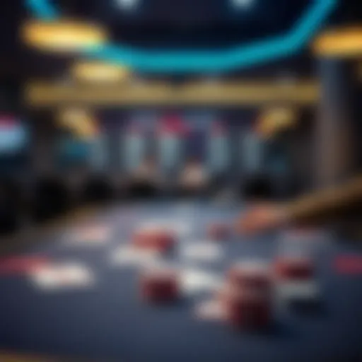 Virtual poker table with cards and chips