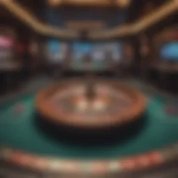 A visually stunning immersive roulette table in a high-tech casino environment