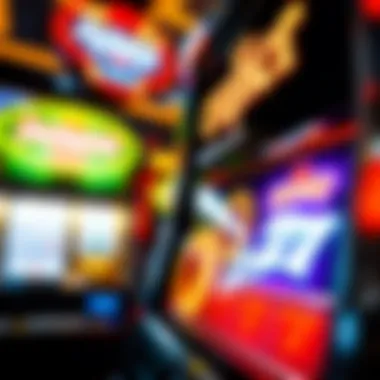 Close-up of a slot machine display featuring exciting graphics and jackpot indicators.