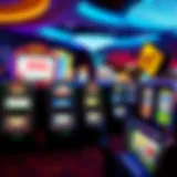 A vibrant selection of slot machines at Mandalay Bay showcasing various themes and designs.
