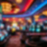 Elegant casino interior with vibrant lighting