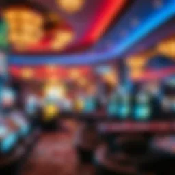 Elegant casino interior with vibrant lighting