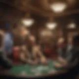 A vintage poker room with classic decor and players engaged in a game