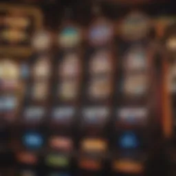 A vibrant slot machine display showcasing various symbols and bright lights