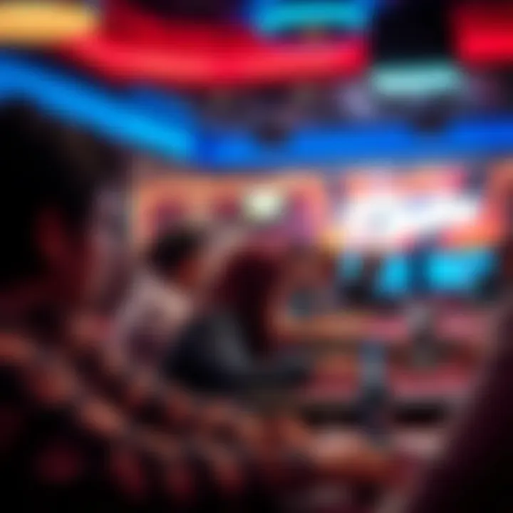 Vibrant Los Angeles Poker Tournament A vibrant poker tournament scene in Los Angeles showcasing intense gameplay and rich atmosphere.