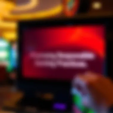 Responsible gaming message displayed on a screen