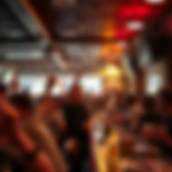Group of fans cheering and enjoying the atmosphere in a bustling sports bar