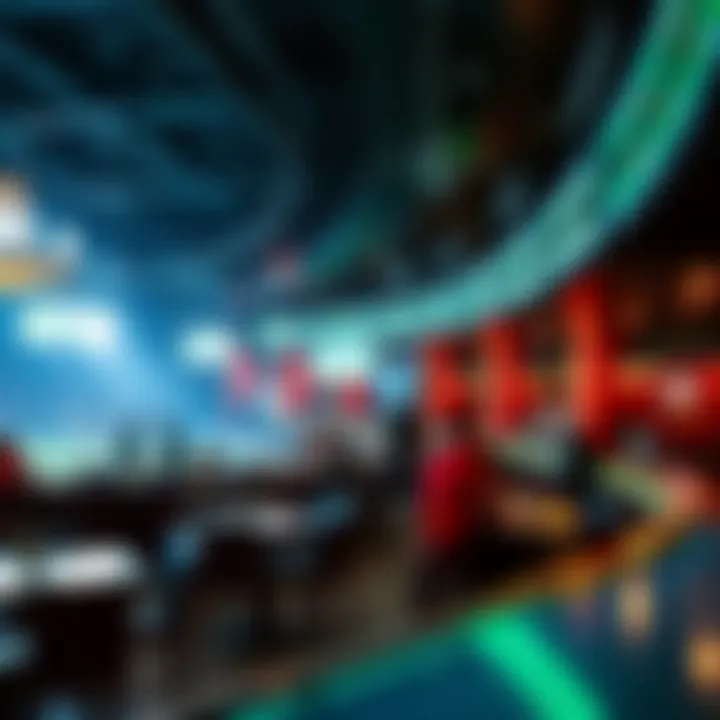 Interior design of a vibrant stadium sports bar showcasing the lively atmosphere