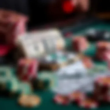 A well-organized bankroll with chips and cash