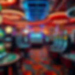 A vibrant casino floor showcasing various gaming tables and slots