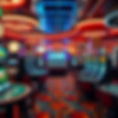A vibrant casino floor showcasing various gaming tables and slots