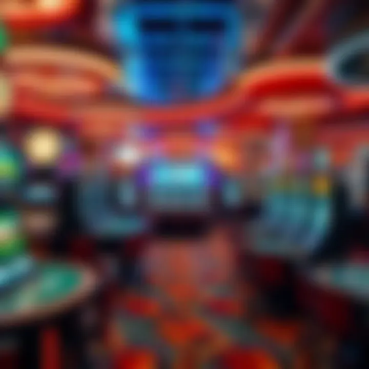 A vibrant casino floor showcasing various gaming tables and slots