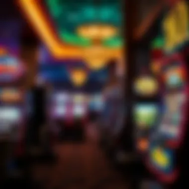 A display of various themed slot machines in a bustling casino