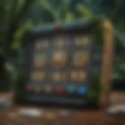 A vibrant depiction of the Secret Jungle Slot interface loaded with symbols and colors.