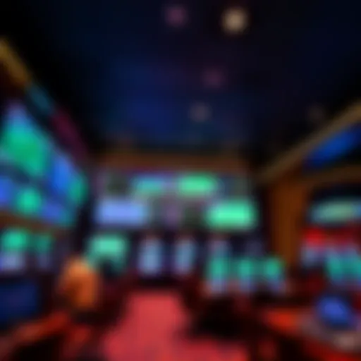 Interior view of Fanduel Sportsbook showcasing sports betting screens