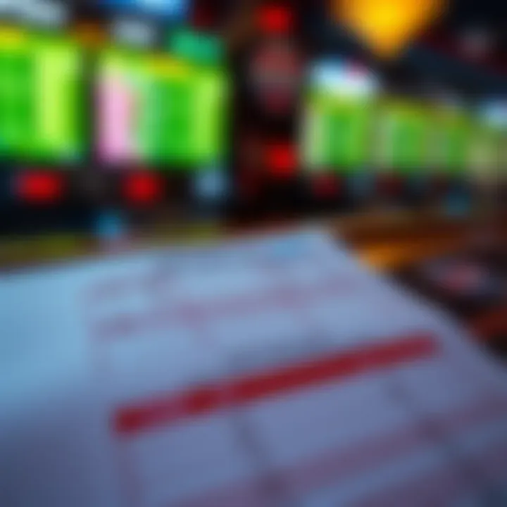 Close-up of a sports bet slip with odds and teams displayed