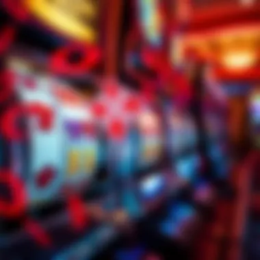 Close-up of a high payout slot machine with spinning reels