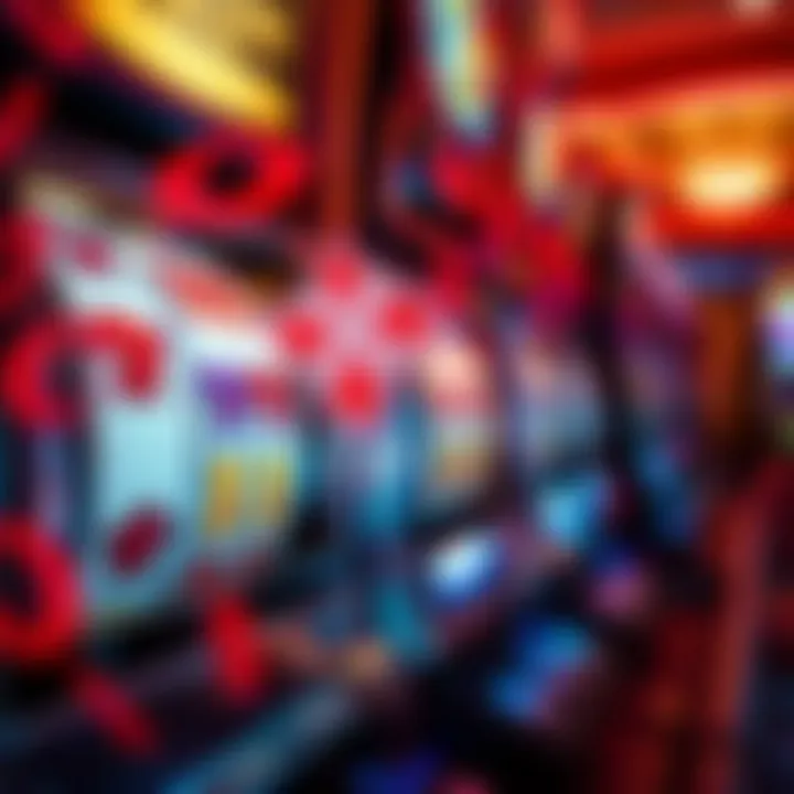 Close-up of a high payout slot machine with spinning reels