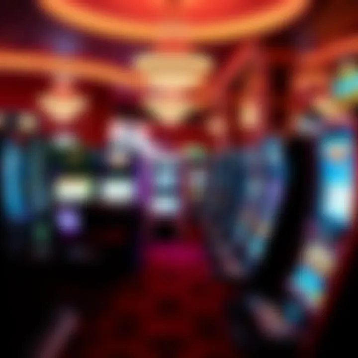 Overview of various slot machines in a bustling casino