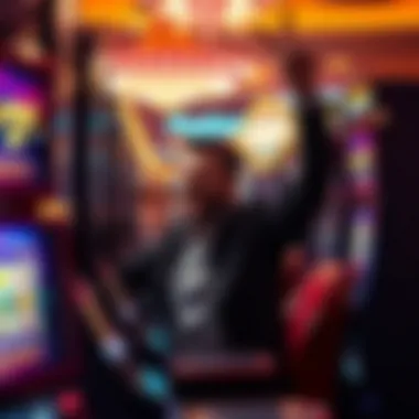 A player celebrating a big win at a slot machine