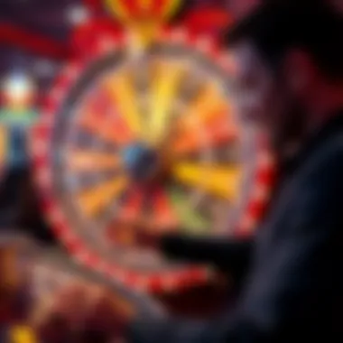 Close-up view of a player engaged in spinning the lucky wheel