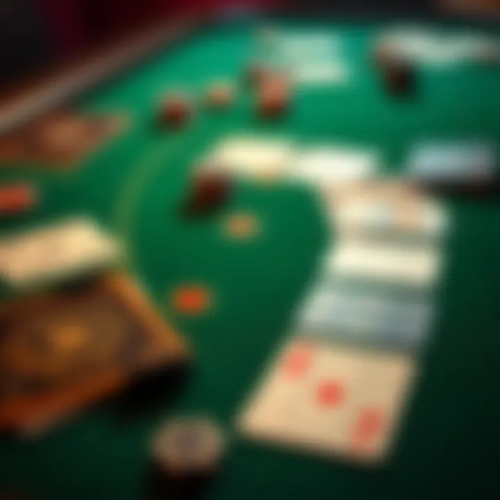 Strategic Blackjack card layout on a green felt table