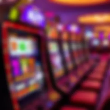 A vibrant casino slot machine showcasing colorful graphics.