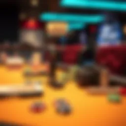 A sophisticated poker table setup highlighting various tools and gadgets for game finders.