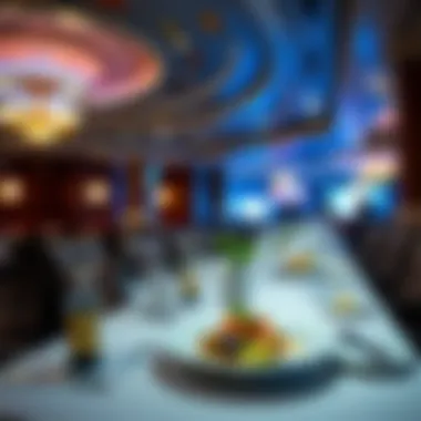 Dining area with exquisite cuisine at Ocean City Resort