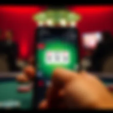 Smartphone displaying a poker game interface