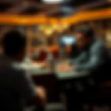 Player analyzing opponents at a poker table