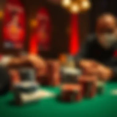 Strategic poker setup with chips and cards