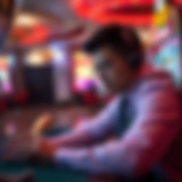 Player analyzing slot game statistics